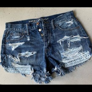 American Eagle Hi Rise button fly Festival shorts